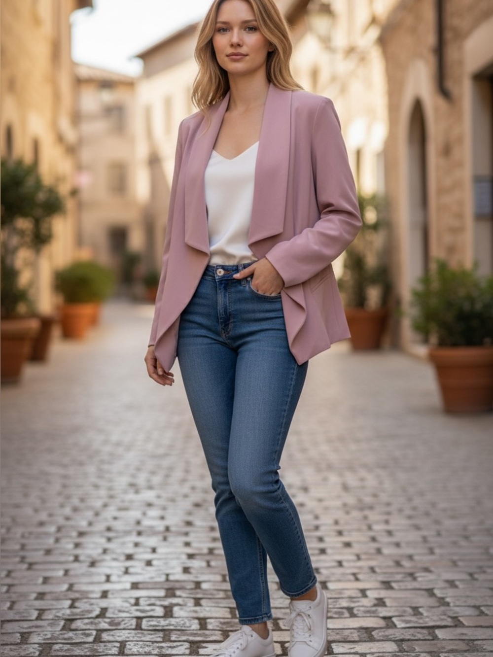 Mercer & Madison draped collar jacket in a pinky beige. XL excellent condition.